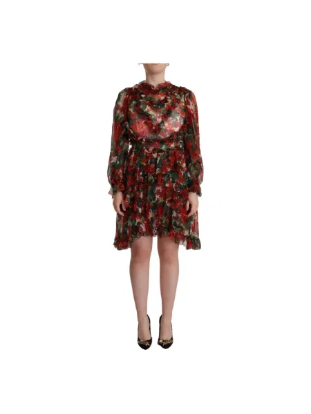 Sukienka mini Dolce And Gabbana w kwiatki czerwona