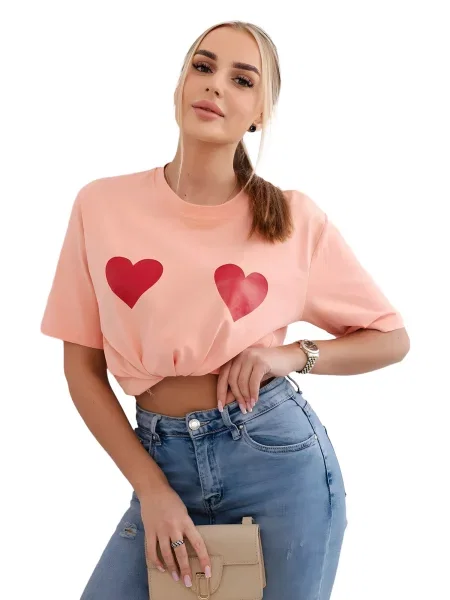 Halenka s meruňkovým potiskem srdce