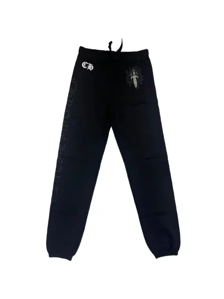 Pantaloni sport Chrome Hearts cu motiv cu inimi negru