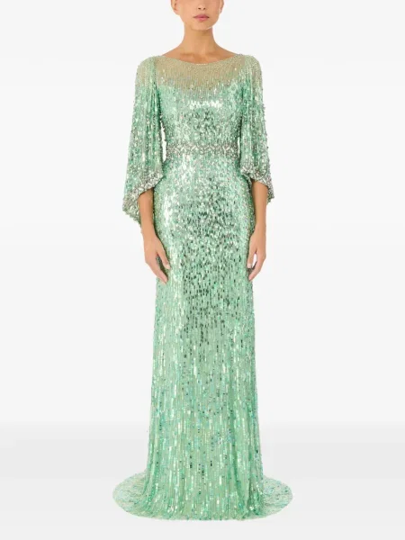 Κοστούμι μάξι φόρεμα μάξι φόρεμα Jenny Packham με παγιέτες πράσινο