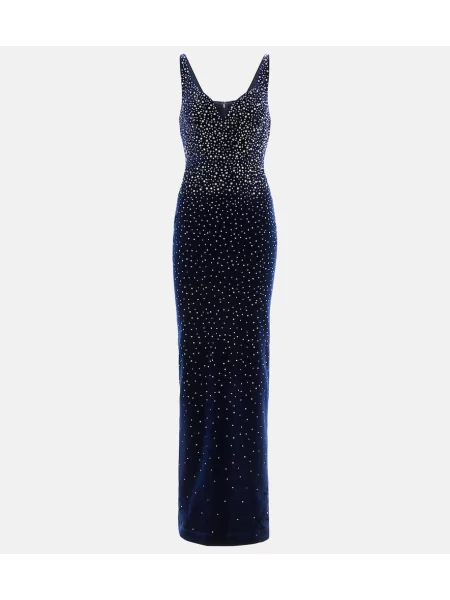 Rochie Alex Perry de catifea de cristal albastru