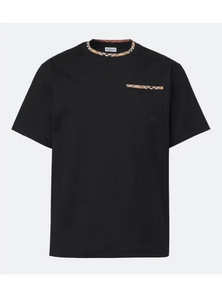 Tricou Burberry în carouri din jerseu negru