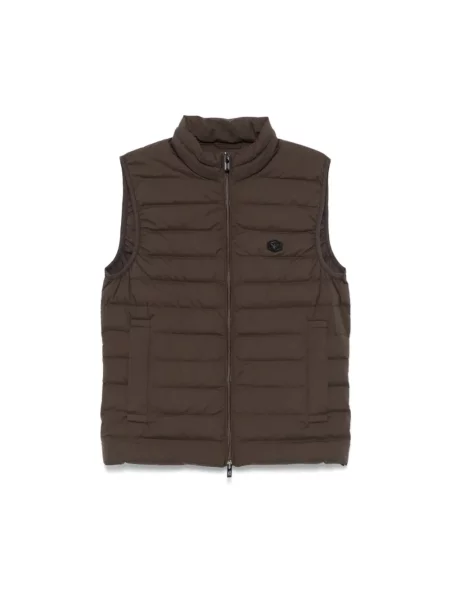 Kamizelka puchowa Emporio Armani pikowana brązowa