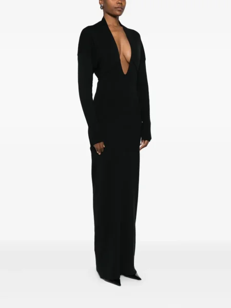Rochie maxi Entire Studios cu decolteu în V de costum negru