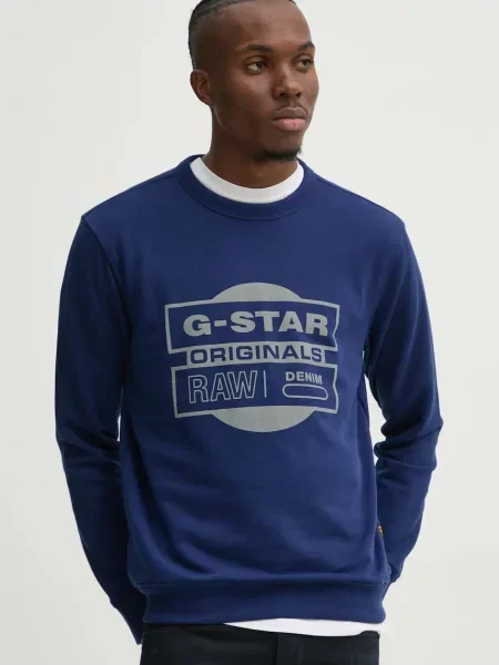 Суитчър G-star Raw с принт тъмносиньо