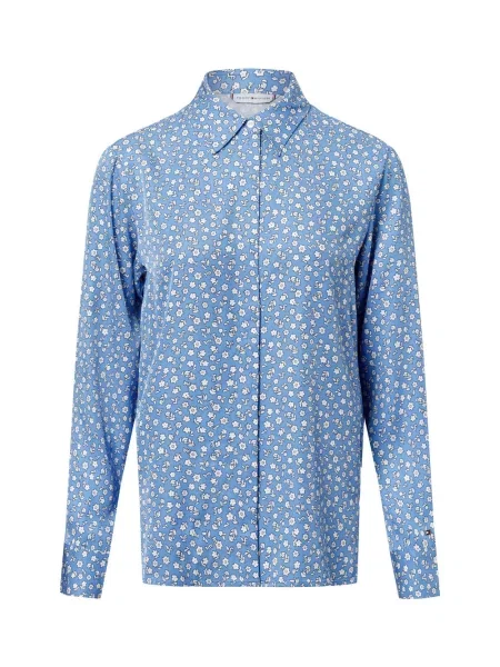 Tommy Hilfiger bluzka koszulowa Kobiety niebieski|biały wzorzysty 34 biała