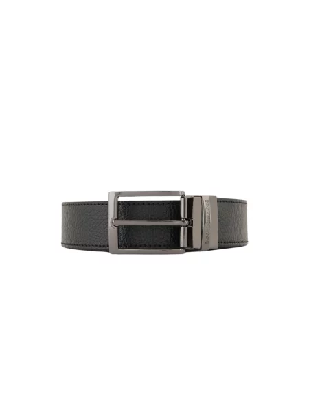 Pasek Emporio Armani skórzany na sprzączkę dwustronny czarny