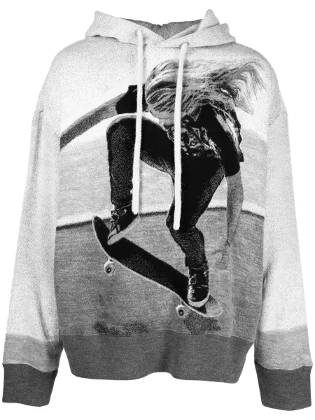 Dzianinowa bluza z kapturem Palm Angels z kapturem szara