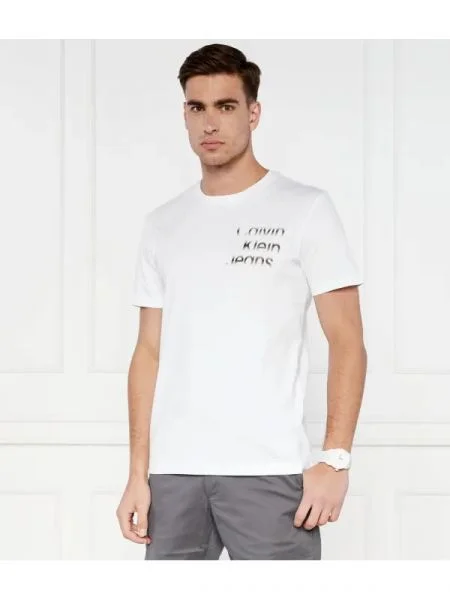 CALVIN KLEIN JEANS Tricou DIFFUSED STACKED alb