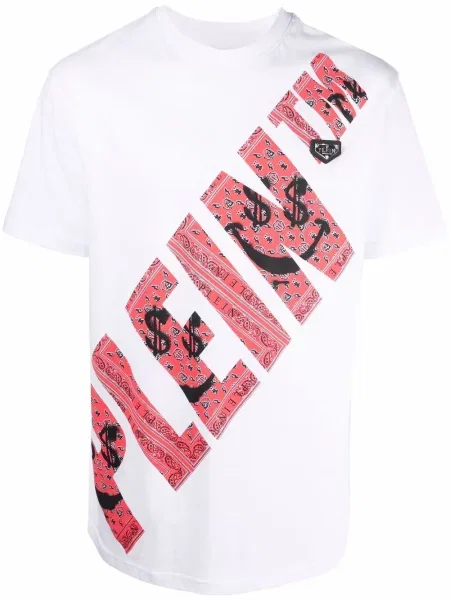 Tricou Philipp Plein cu imagine cu decolteu rotund alb
