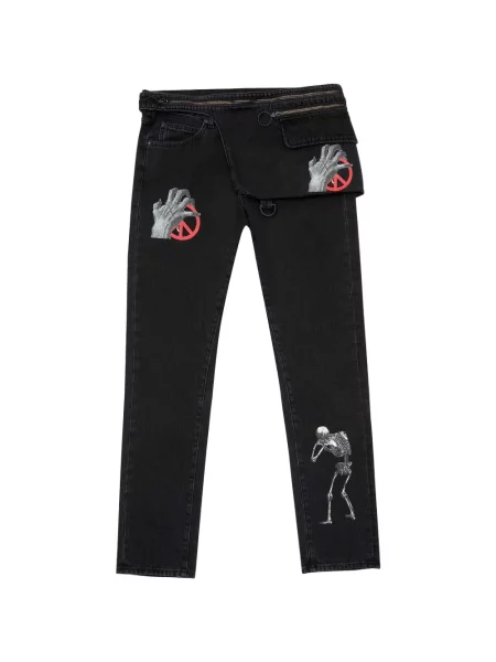 Blugi Off-white cu imagine alb