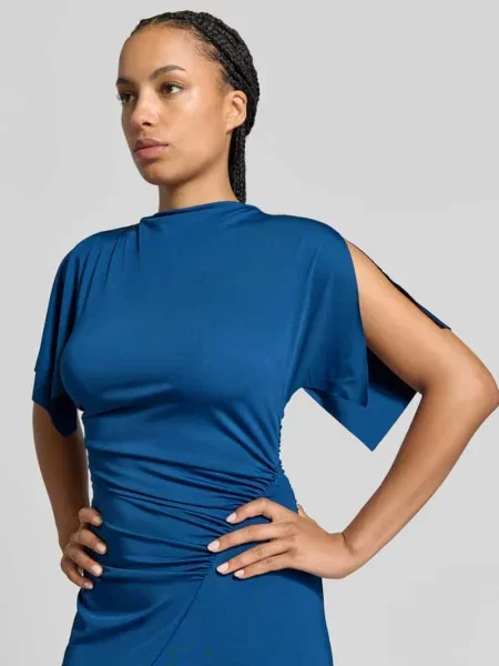 Sukienka wieczorowa z drapowaniem model CAPSLEEVEDRESS' Victoria Beckham niebieska