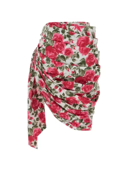Fusta mini Chloé cu model floral cu imagine drapată roșu