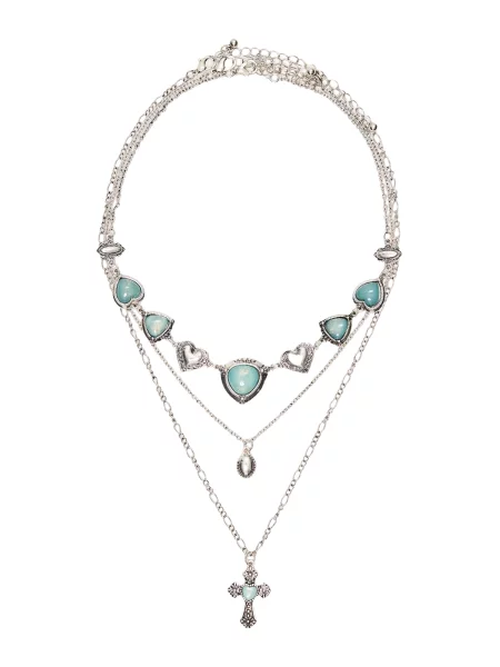 Bershka Verižica smaragd / srebrna
