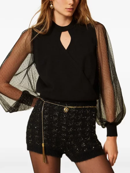 Pulover Twinset din tul negru