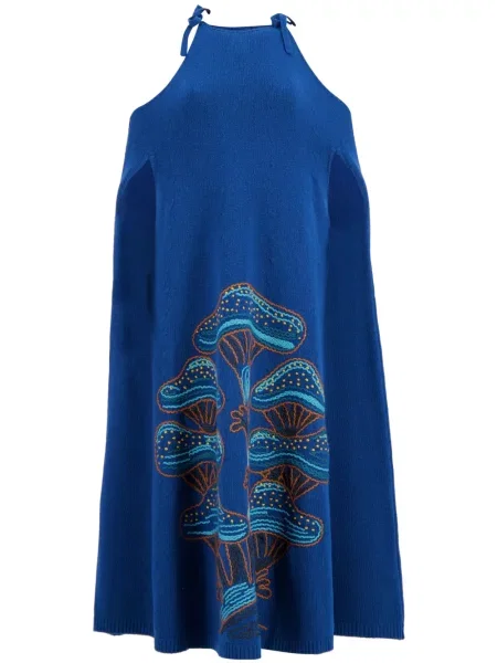 Siuvinėtas megztas kostiumas suknele Paula mėlyna