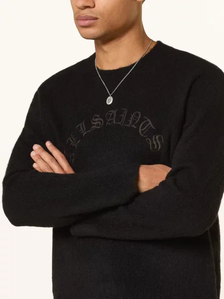 AllSaints sweter z dodatkiem alpaki CURV lekki czarny
