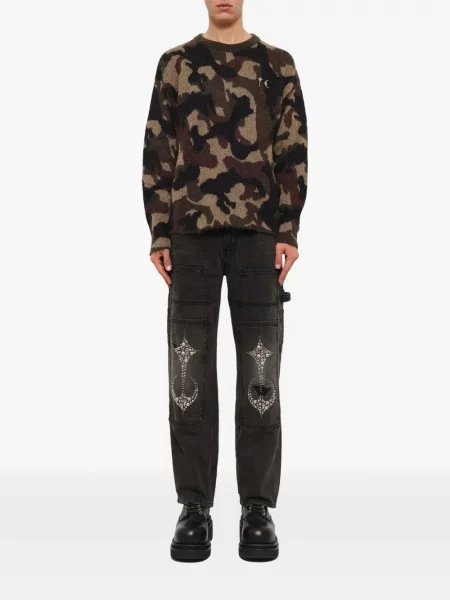 Pulover Thug Club cu model camuflaj maro