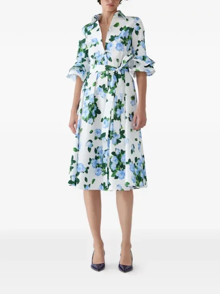 Rochie tip cămașă Carolina Herrera cu imagine alb