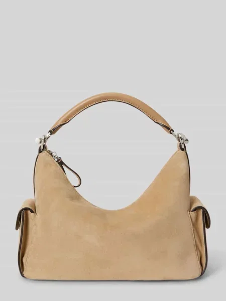 Torba na ramię z prawdziwej skóry owczej model BLAIKE' Lauren Ralph Lauren beżowa