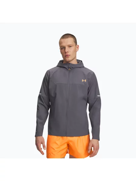Geacă de antrenament pentru bărbați Under Armour Tech Utility Woven castlerock/orange bloc portocaliu