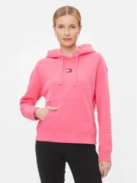Tommy Jeans Bluză Badge Boxy Fit roz