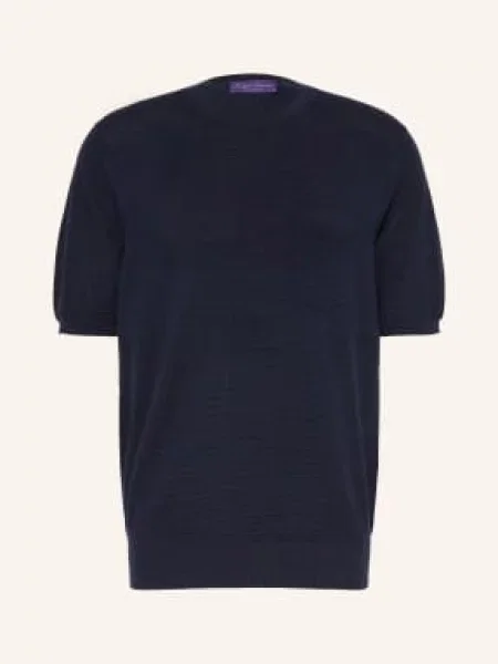 Ralph Lauren Purple Label Pletené Tričko S Hedvábím tmavě modrá