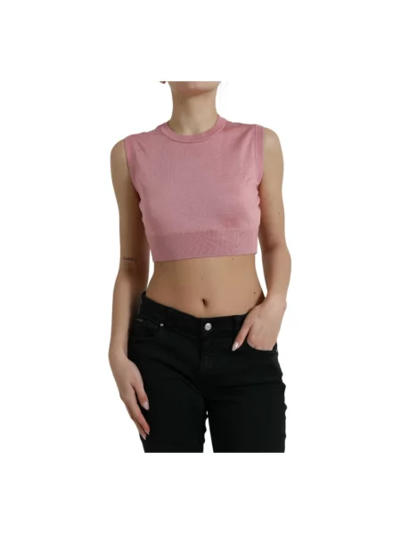Sweter Dolce And Gabbana bez rękawów różowy