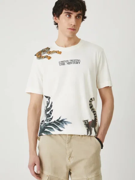 Тениска Medicine с принт бежово