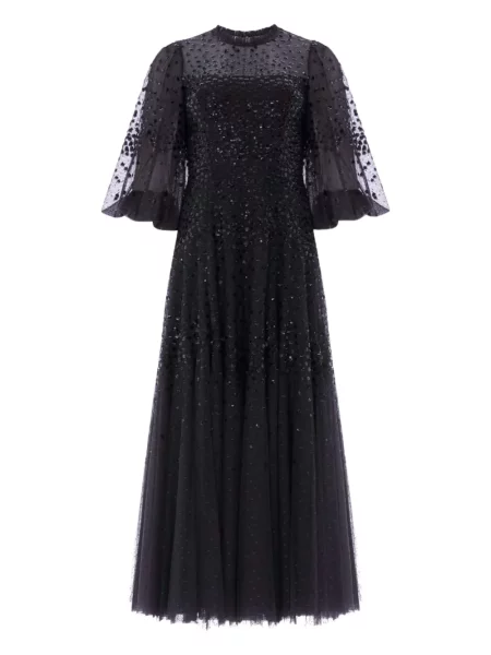 Rochie maxi Needle & Thread cu paiete de costum negru