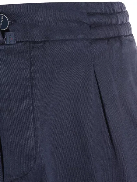 Plisované kalhoty Kiton modré