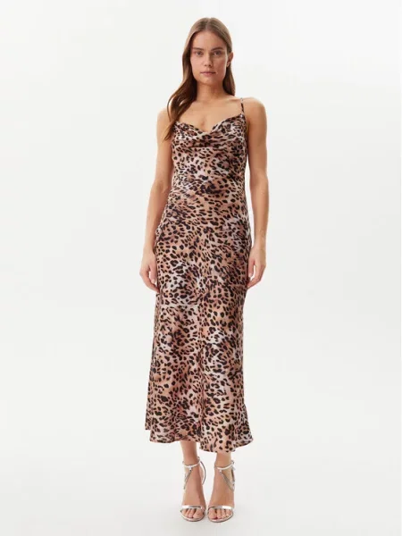 Guess Sukienki Kobieta Beżowy XS Akilina Jurk Tropical Dress brązowa