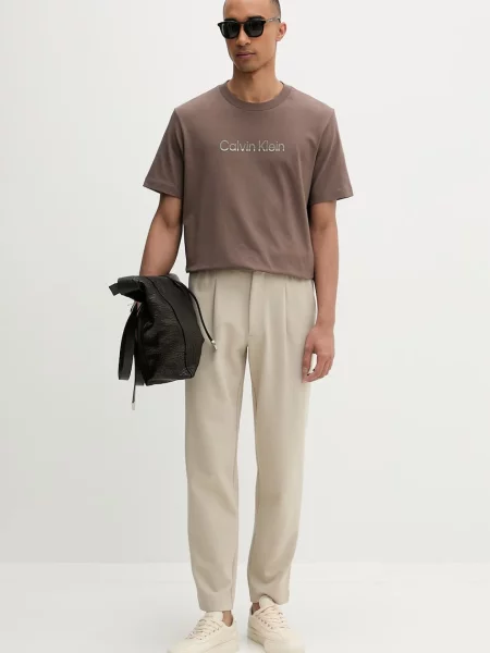 Calvin Klein pantaloni bărbați cu vâscoză bej