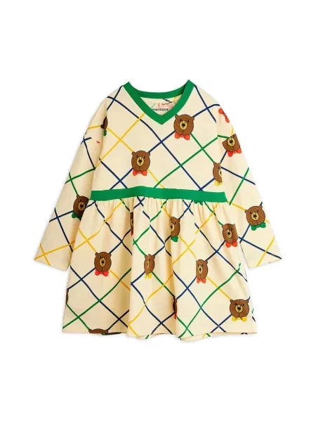 Mini Rodini Dětské šaty s bavlnou Bear béžové