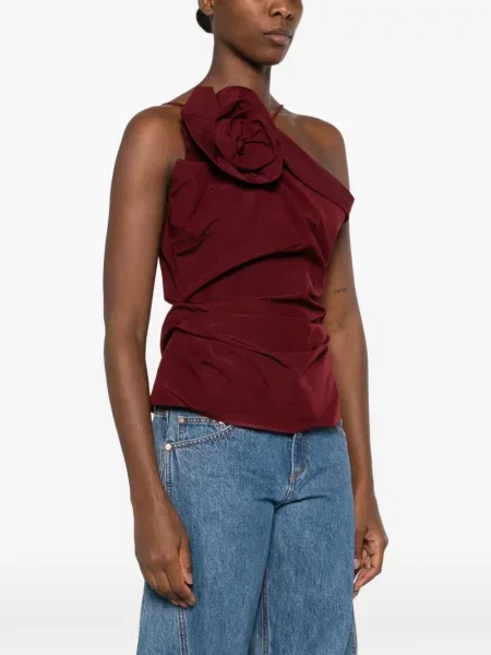 Top Magda Butrym cu model floral drapat roșu