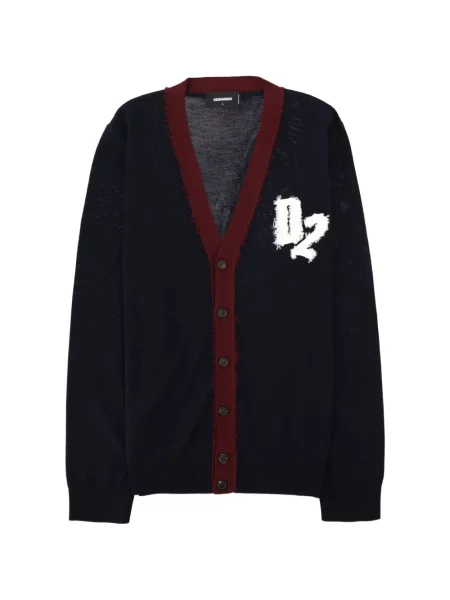 Cardigan Dsquared2 cu autograf albastru