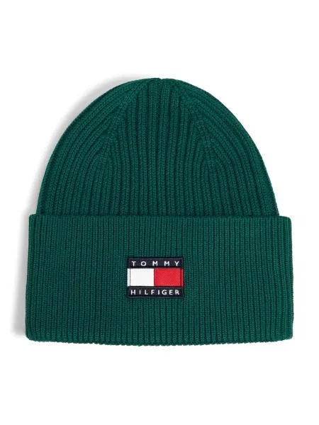 Tommy Hilfiger шапка beanie за деца от зелено