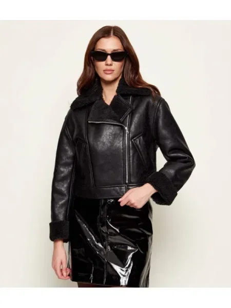 HUGO Geacă | Oversize fit | shearling negru
