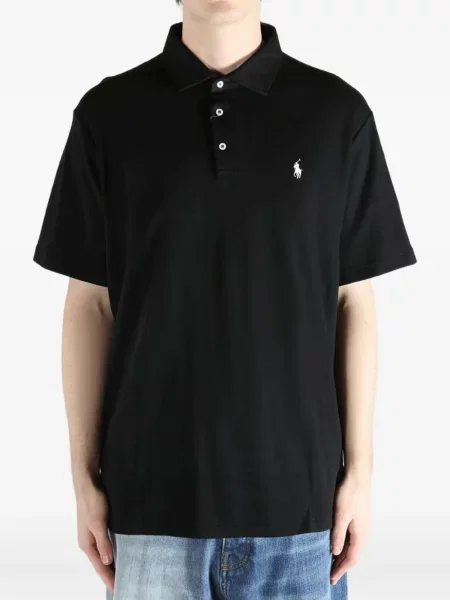 Поло тениска Polo Ralph Lauren с кръгло деколте с принт виолетово