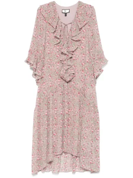 Rochie midi Nissa cu model floral cu imagine până la genunchi roz