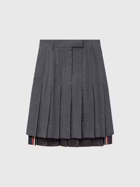 Спідниця-плісе з вовни та шовку Thom Browne сіра
