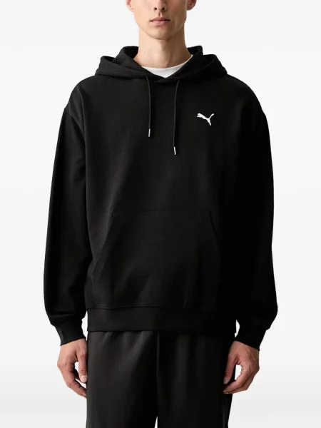 Hanorac cu glugă Puma tricotate cu imagine negru