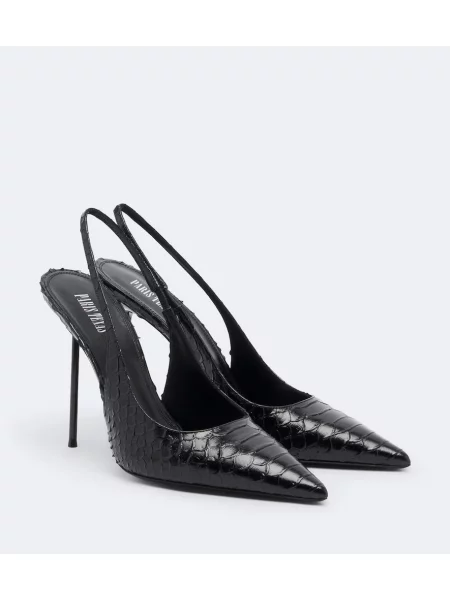 Pantofi cu toc Paris Texas din piele slingback negru