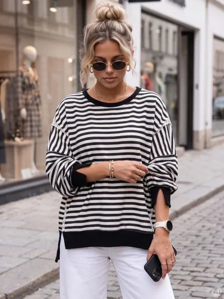 Bluza oversize w paski Azara Dstreet czarna