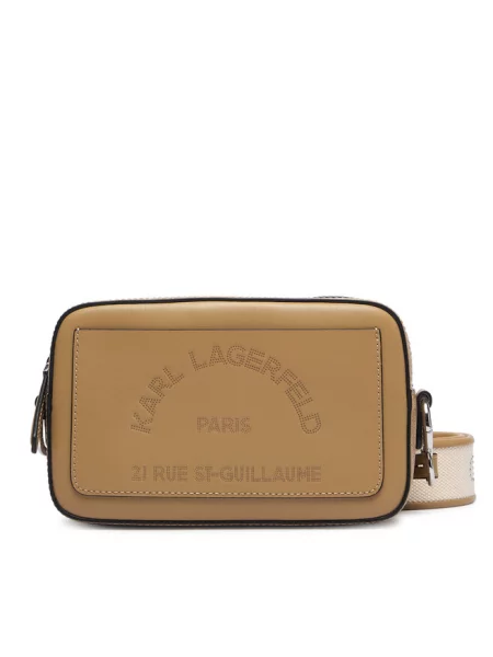 Karl Lagerfeld torebka crossbody skórzana beżowa