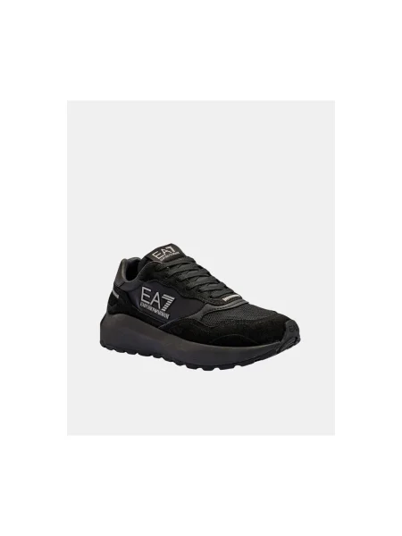 Sneakers tornacipő bőr hozzáadásával fekete