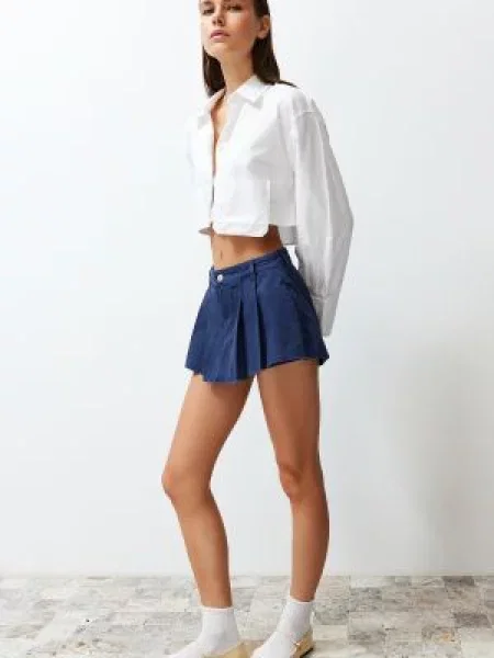 Fustă din denim Trendyol albastru