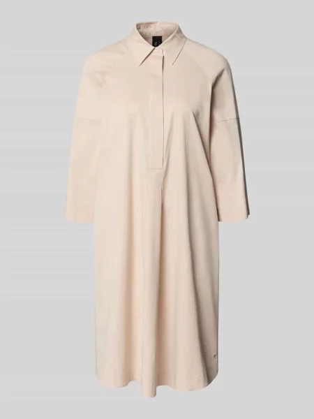 Sukienka koszulowa z obniżoną linią ramion Marc Cain beżowa