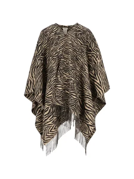Poncho Fendi de lână cu imagine cu dungi de tigru
