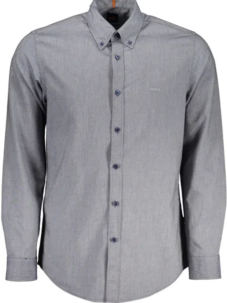 Риза BOSS ORANGE мъжка тъмносиньо със стандартна кройка с италианска яка синьо